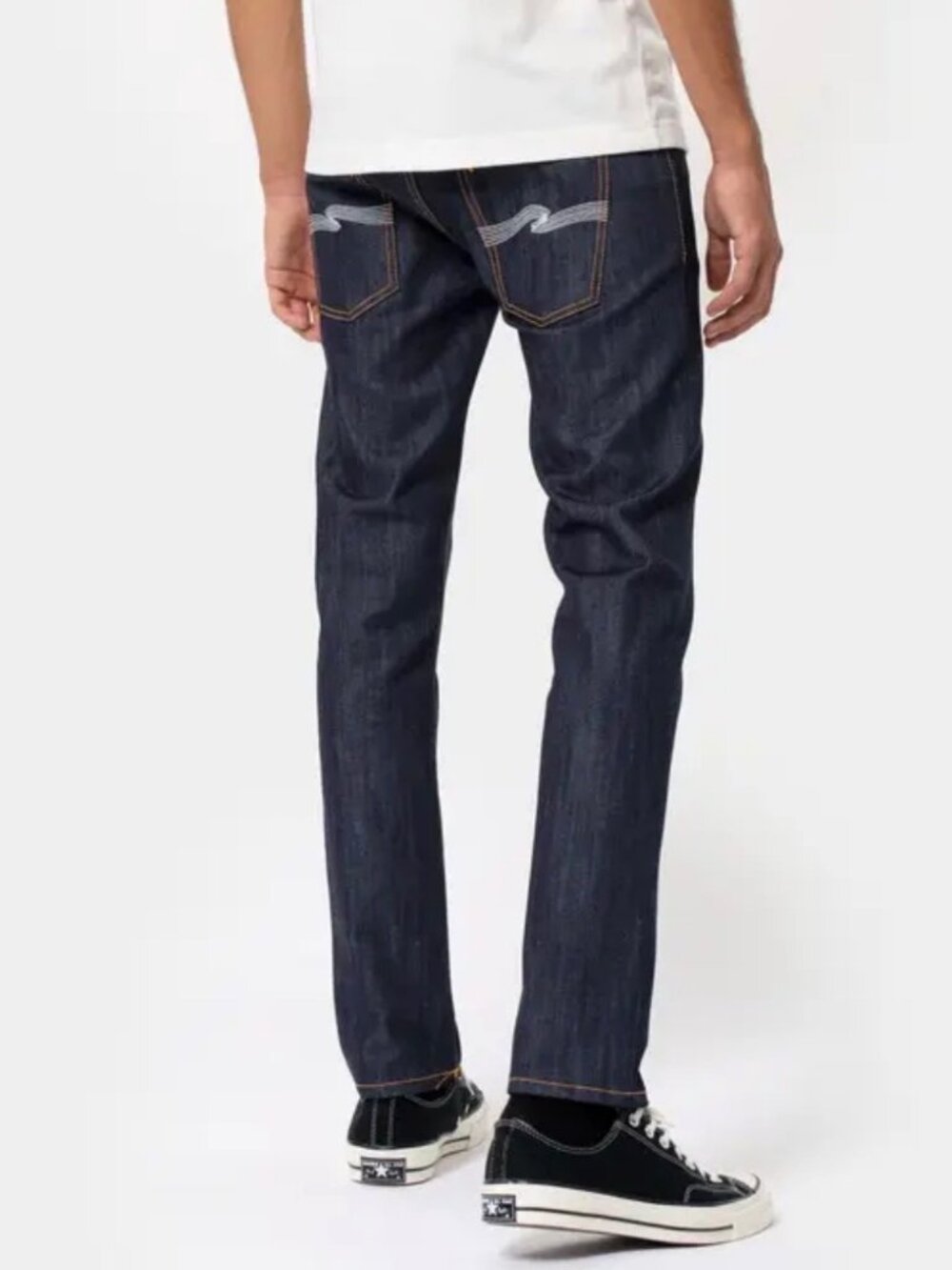 Nudie Jeans Thin Finn Dry Ecru Embo Indigo Slim Jeans Mens 33x34 33x31‎ Italy